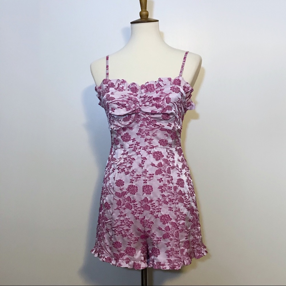 Revolve Likely Jacquard Floral Ruffle Romper - Picture 2 of 14
